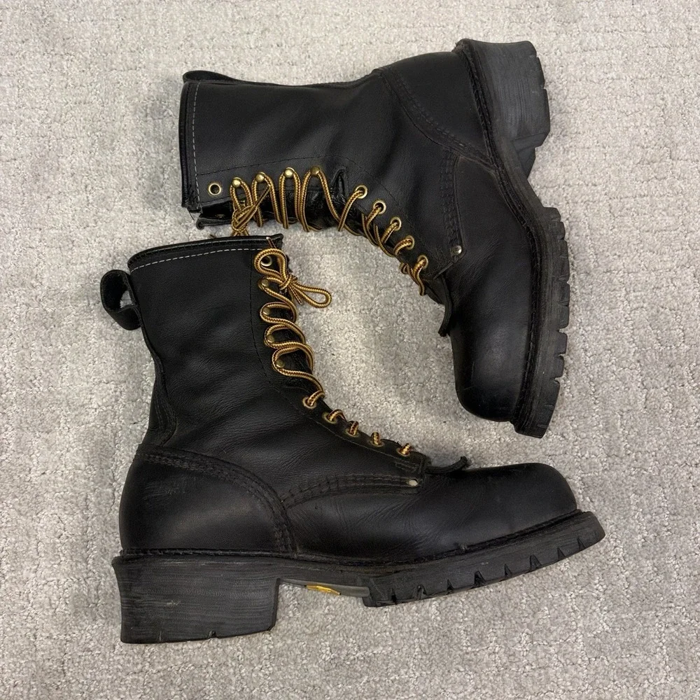 Carolina 1922 Black Leather Logger Boots Steel Toe Made In USA Men's Size 14 2E